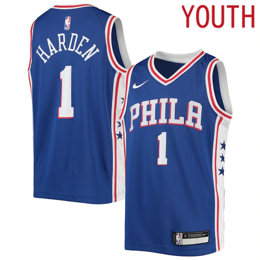 Youth Philadelphia 76ers 1 James Harden Nike Royal Swingman NBA Jersey